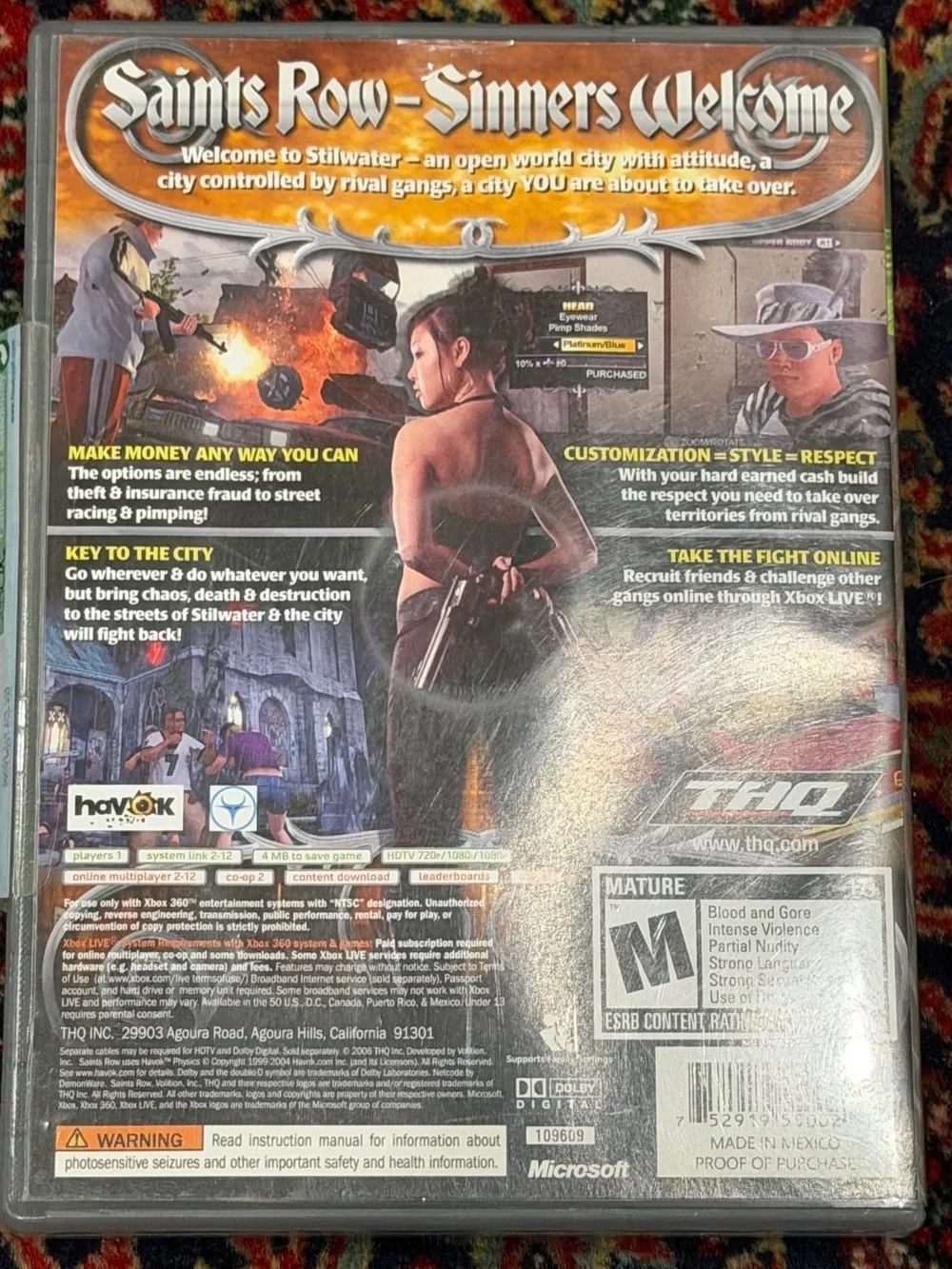 XBOX 360 PLATINUM HITS SAINTS ROW.XBOX LIVE